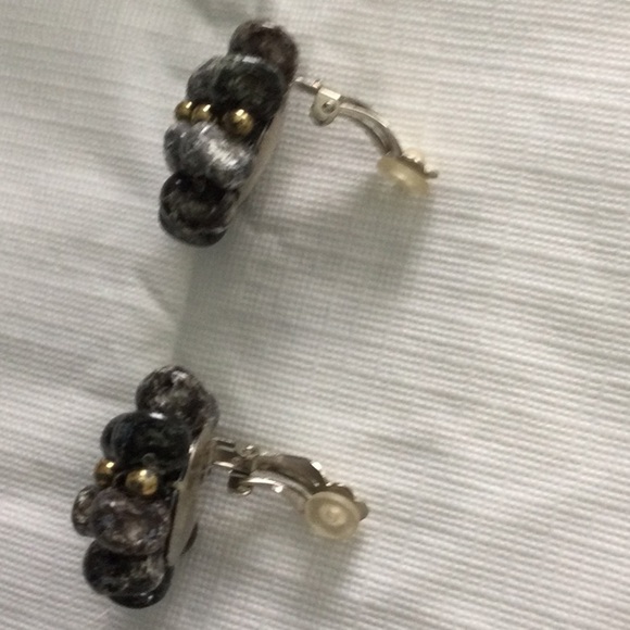 Woman’s Clip on Earrings color black gray and gold beads. - Picture 2 of 6